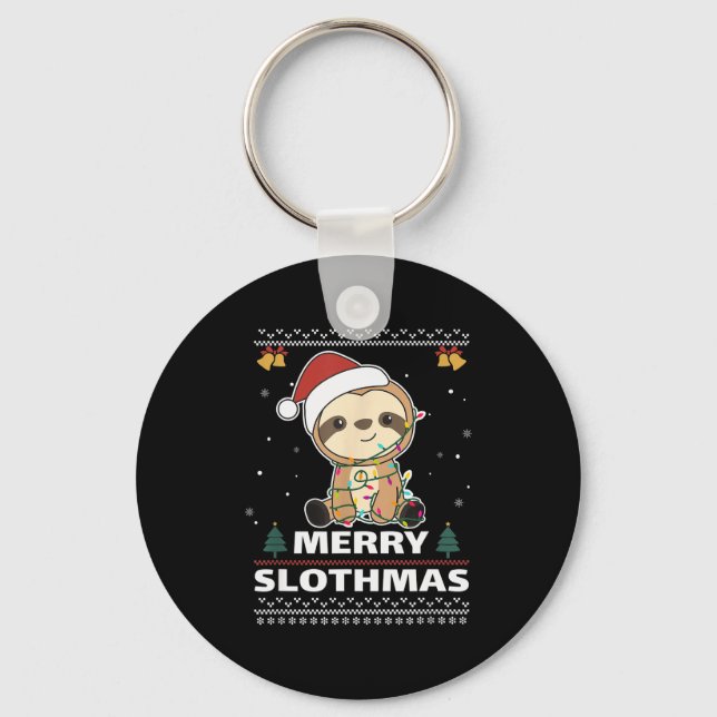 Llavero Merry Slothmas Funny Sloth Christmas Pun  (Anverso)