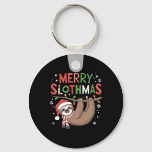 Llavero Merry Slothmas Santa Hat Pajamas Sloth Lover Chica