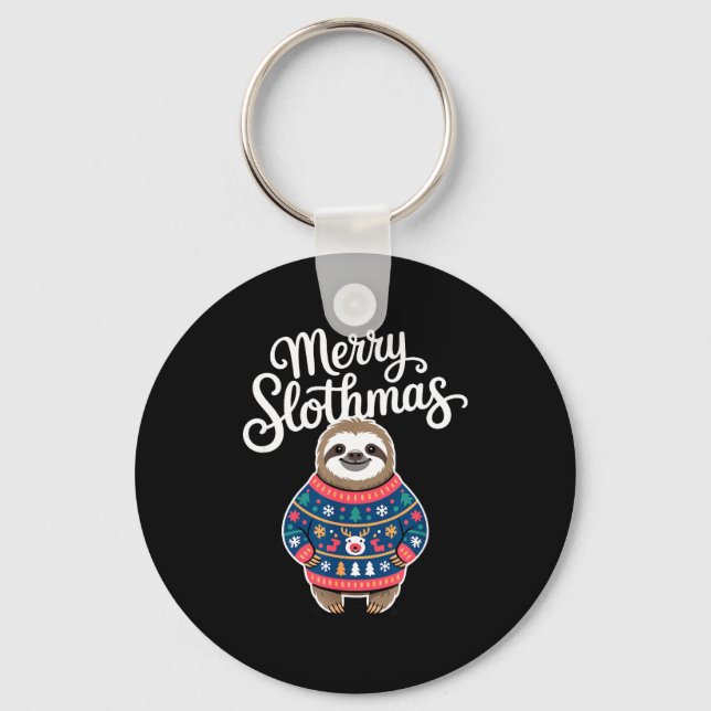 Llavero Merry Slothmas Sweater Funny Sloth Christmas Pajam (Anverso)