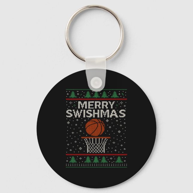 Llavero Merry Swishmas Ugly Christmas Sweater Basketball J (Anverso)