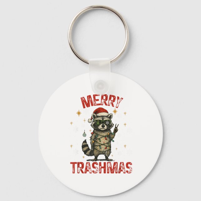 Llavero Merry Trashmas Raccoon Christmas Lights Funny Xmas (Anverso)