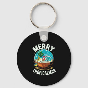 Llavero Merry Tropicalmas Surfing Santa Snow Globe Coconut