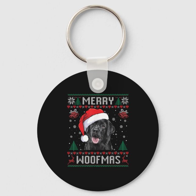 Llavero Merry Woofmas Ugly Sweater Black Lab Labrador Chri (Anverso)