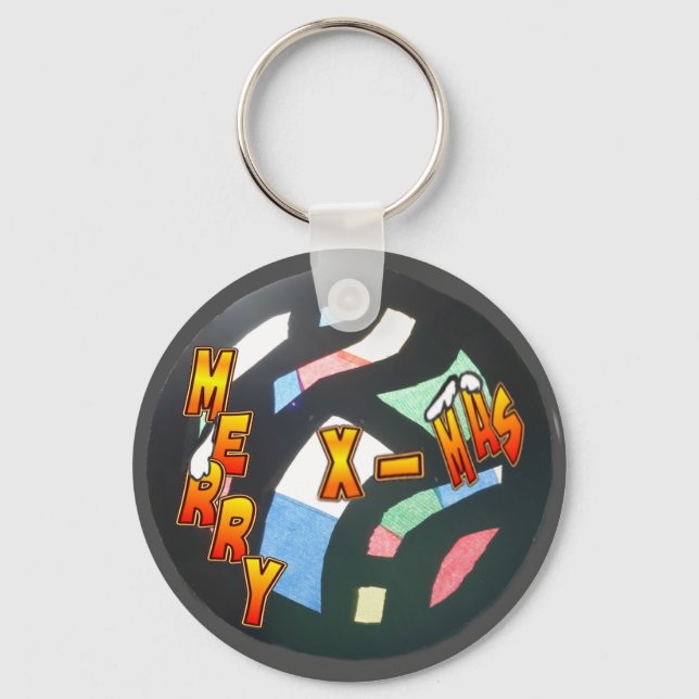 Llavero Merry X-Mas Stained Glass Pattern Keychain (Anverso)