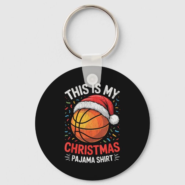 Llavero Merry Xmas Basketball Santa Hat This Is My Christm (Anverso)
