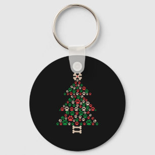 Llavero Merry Xmas Paw Imprime Árbol de Navidad Perro