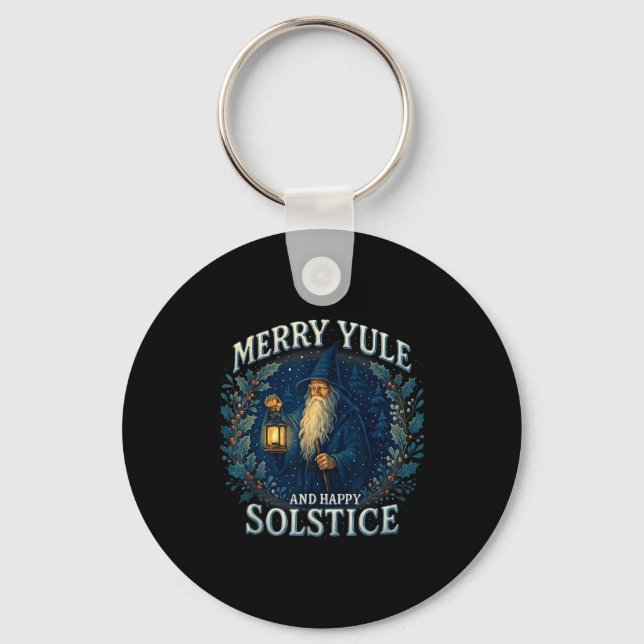 Llavero Merry Yule And Happy Solstice Mystic Winter Quote  (Anverso)
