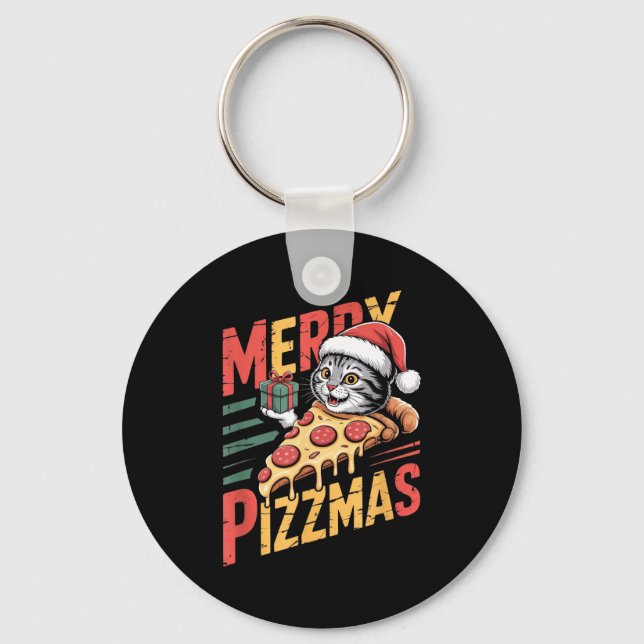 Llavero Merry Zzmas Christmas Cat Funny Zza Lover Xmas Cat (Anverso)