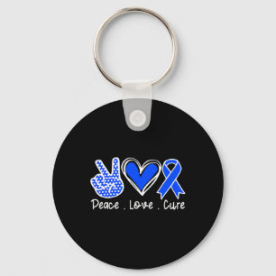 Llavero Mes de Conciencia Cinta Azul Paz Cure Faith