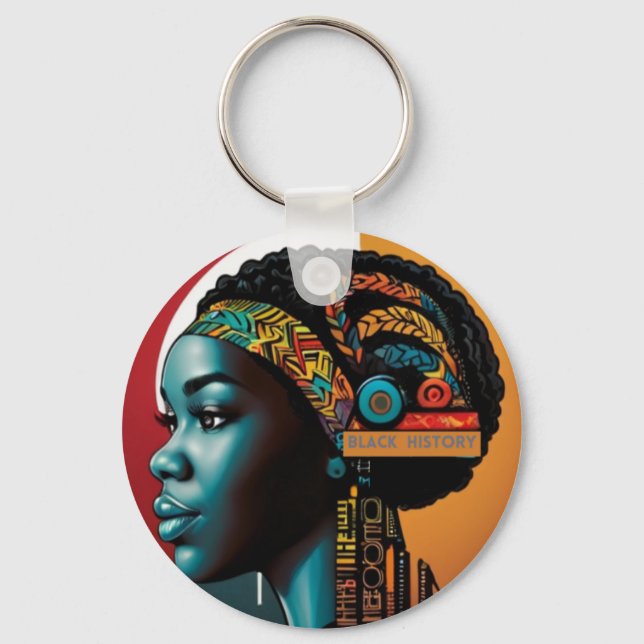 Llavero Mes de historia negra de la linda mujer keychain (Anverso)