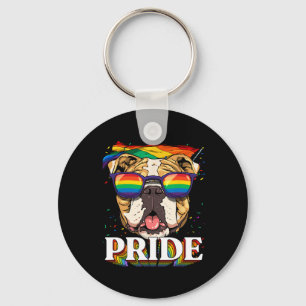 Llavero Mes del orgullo por la bandera arcoiris del Bulldo