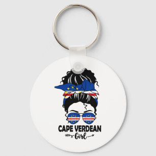 Llavero Messy Bun Chica De Cabo Verde Y Bandera De Cabo Ve