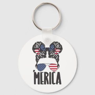 Llavero Messy Bun Merica Sungles Mujeres Chicas Bandera Es
