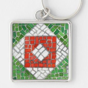 LLAVERO METÁLICO CUADRADO MOSAICO NAVIDEÑO