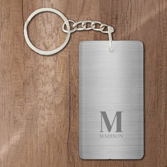 Llavero Metálico gris plateado monogramado (Subido por el creador)