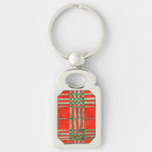 LLAVERO METÁLICO RECTANGULAR TARTÁN ROJO SCOTT