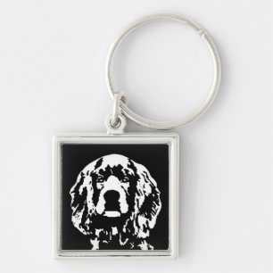 Llavero metalizado cuadrado de cocker spaniel