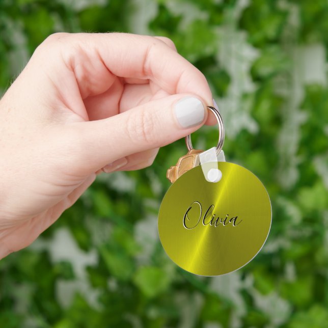 Llavero Metalizado de imitación brillante amarillo (Mano)