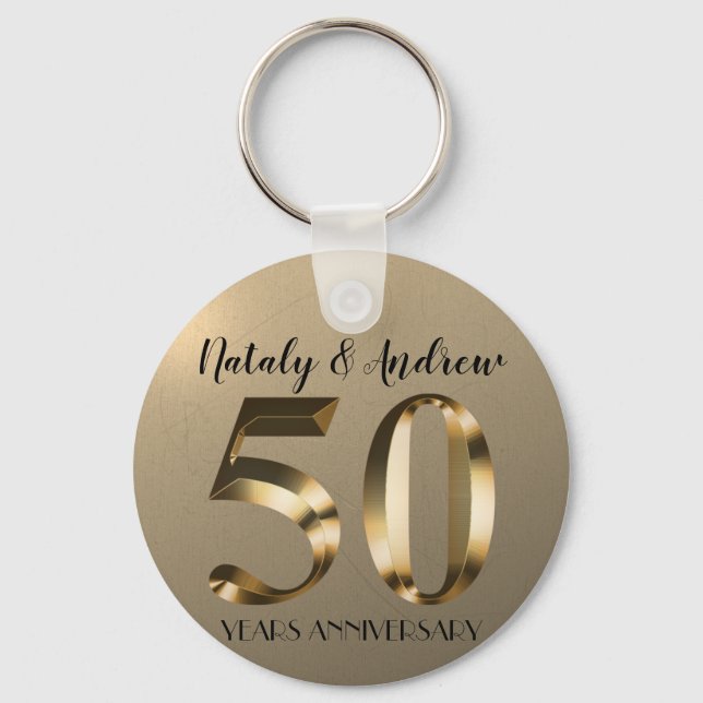 Llavero Metallic Gold 50th Wedding Anniversary (Anverso)