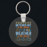 Llavero Meteorology Is the Name Weather Is the Game<br><div class="desc">Funny meteorology design for meteorologist,  weatherman or weather enthusiast. Design says: "Meteorology is the name. Weather is the game." Meteorology novelty design features funny quote and weather symbols. Great graduation idea for meteorology student.</div>