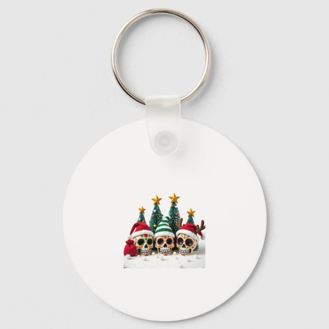 Llavero Mexican Calavera Santa Flower Sugar Skull Christma (Anverso)