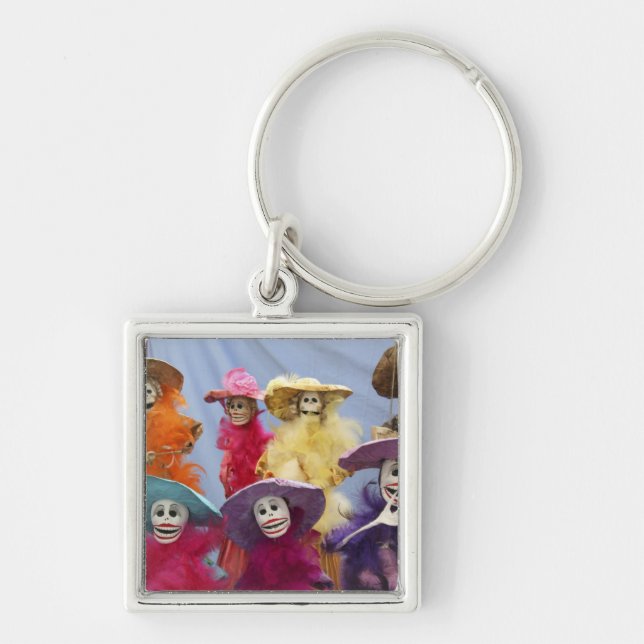 Llavero México. Catrinas esqueléticas, figuras celebrando (Frente)