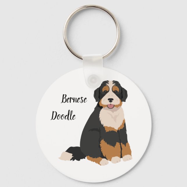 Llavero Mezcla de Poodle de Bernese, Ornamento de Navidad  (Anverso)