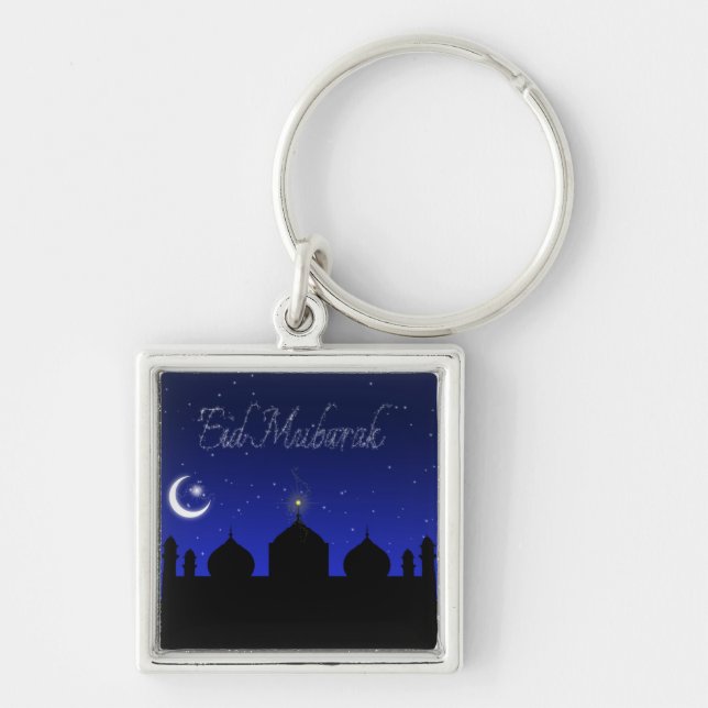 Llavero Mezquita de las Estrellas Nocturnas de Eid Mubarak (Frente)
