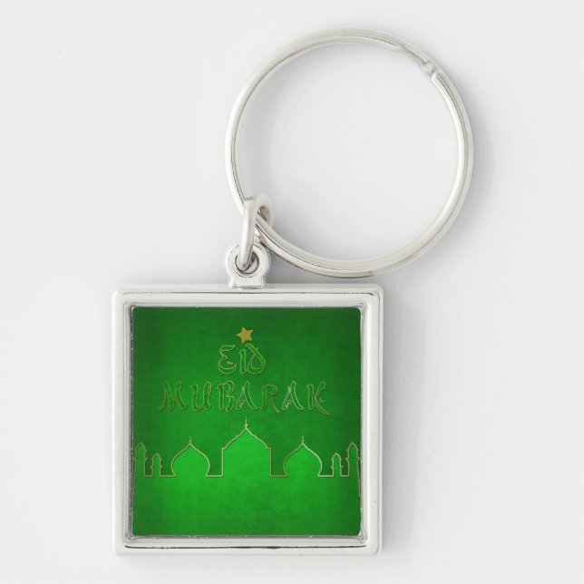 Llavero Mezquita de Oro Verde de Eid Mubarak (Frente)