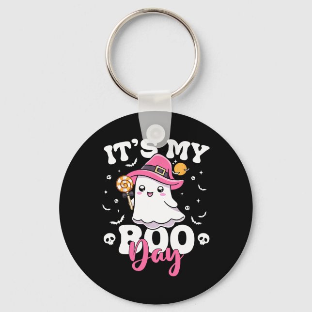Llavero Mi Boo Day Cute Halloween Cumpleaños Fantasma Chic (Anverso)