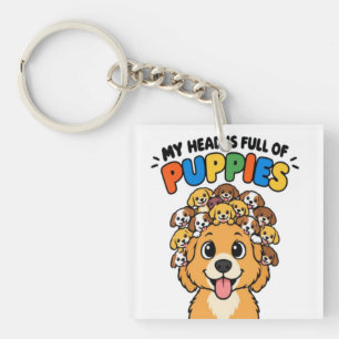 Llavero Mi Cabeza Está Llena de Cachorros Dibujo Divertido
