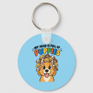 Llavero Mi Cabeza Está Llena de Cachorros Dibujo Divertido