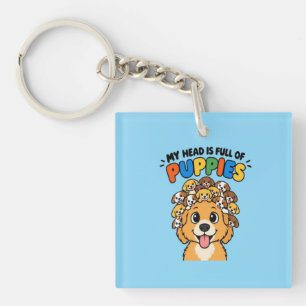Llavero Mi Cabeza Está Llena de Cachorros Dibujo Divertido
