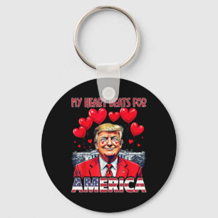 Llavero Mi corazón late por América Trump Día de San Valen