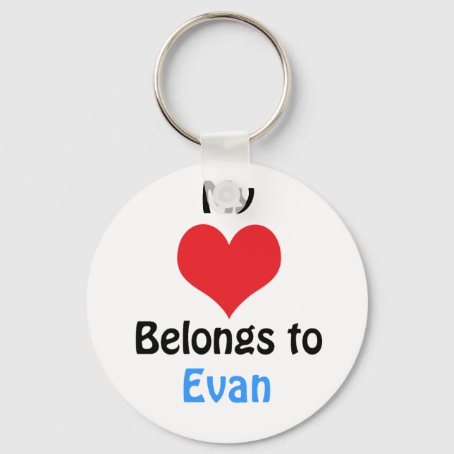 Llavero Mi corazón pertenece a Evan (Anverso)