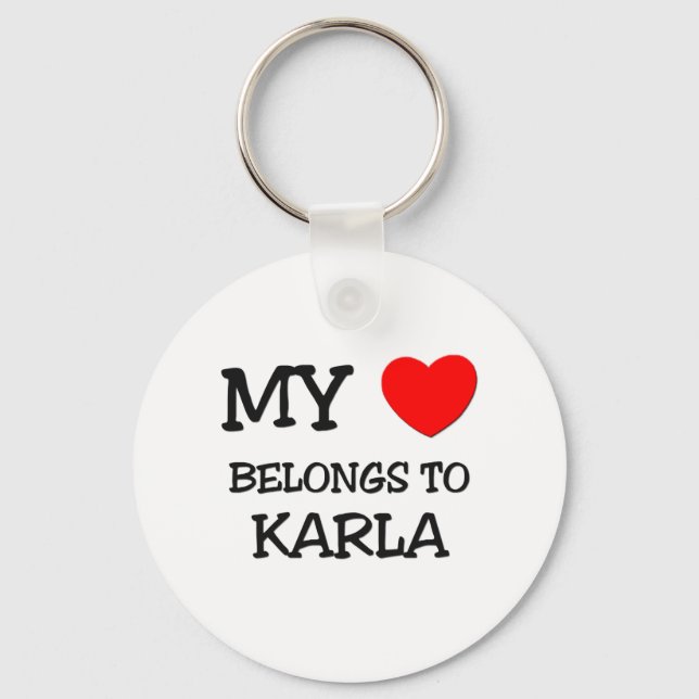 Llavero Mi Corazón Pertenece A KARLA (Anverso)