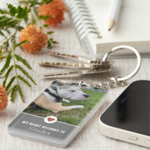 Llavero Mi corazón pertenece a perro 2 Fotos