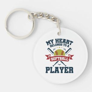 Llavero Mi corazón pertenece a un jugador de softball