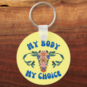 Llavero Mi cuerpo Mi elección de Utero Floral Pro-Choice