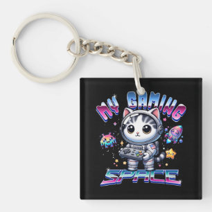 LLAVERO MI ESPACIO DE JUEGOS - GATO ESPACIAL KAWAII