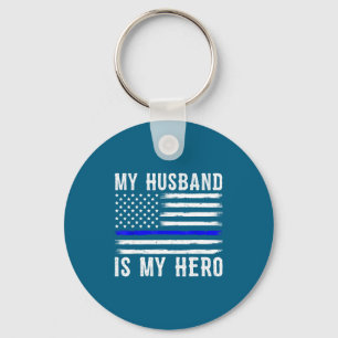 Llavero Mi esposo mi héroe línea azul delgada oficial de p
