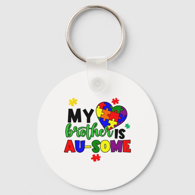 Llavero Mi Hermano Es Un Autismo Awareness Mamá Papá Niño (Anverso)