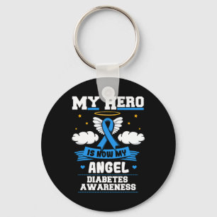 Llavero Mi héroe ahora es mi ángel diabetes azul