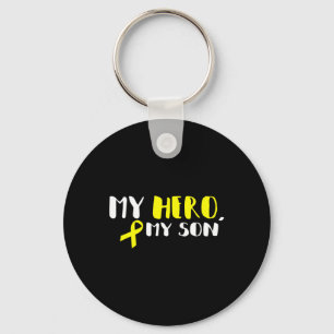Llavero Mi héroe mi hijo - Cinta dorada contra el cáncer i