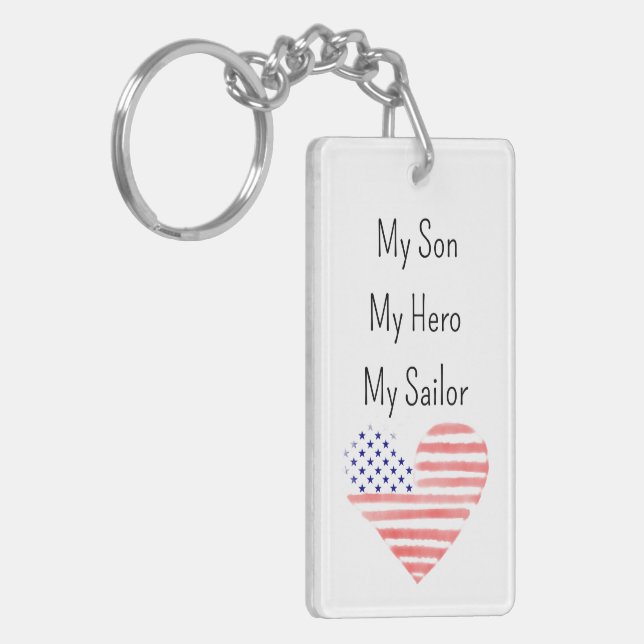 Llavero Mi hijo mi héroe mi marinero NAVY Mom Keychain (Frente Izquierda)