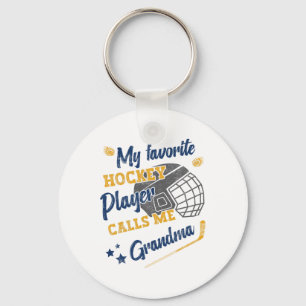 Llavero Mi jugador de hockey favorito me llama abuela, Hoc