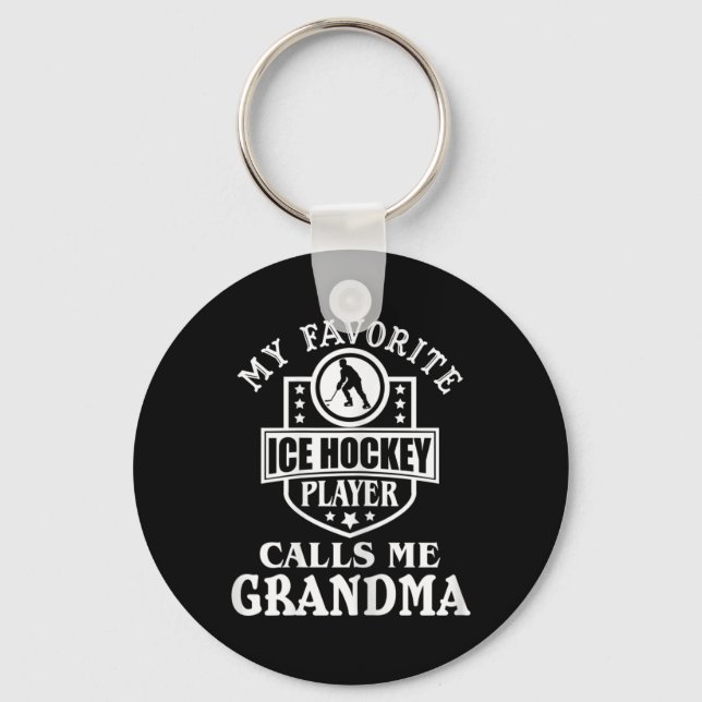 Llavero Mi jugador favorito de hockey me llama 'Grandma Ic (Anverso)