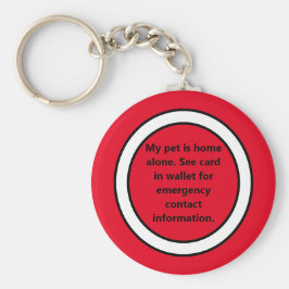 Llavero Mi Mascota está solo en casa rojo