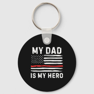 Llavero Mi papá es mi héroe bombero línea roja bandera ame