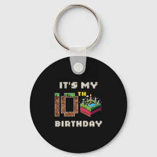 Llavero Mi pastel de cumpleaños número 10 Pixel juego 10 T